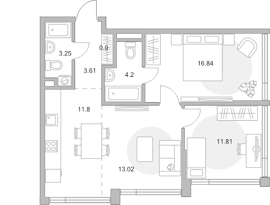 3 ккв (Евро) 65,4 м²
