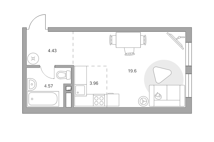 Студия 32,6 м²