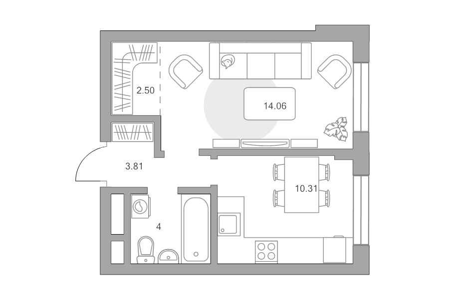 1 ккв 34,7 м²