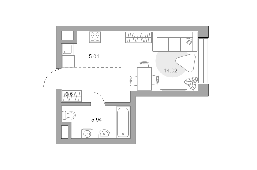 Студия 28,2 м²