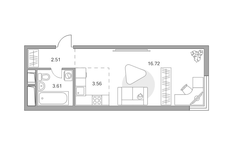 Студия 26,4 м²