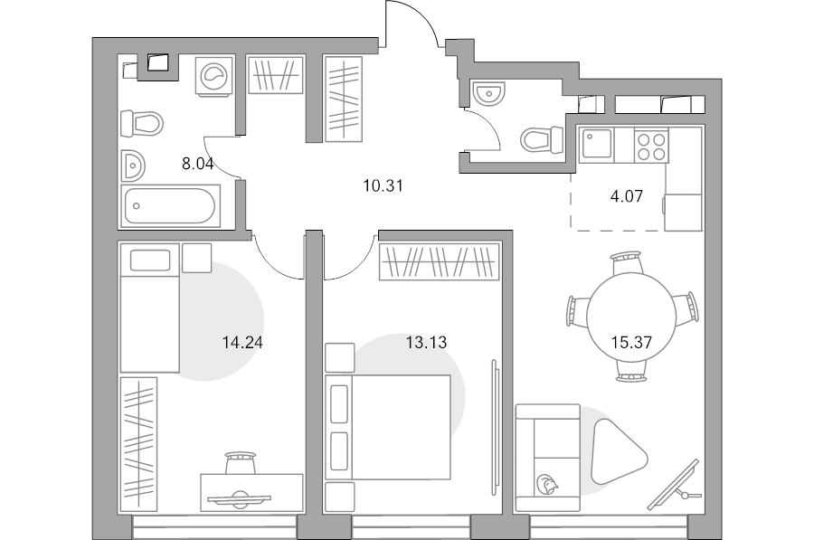 3 ккв (Евро) 65,2 м²