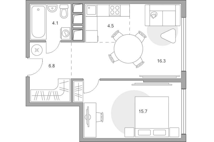 2 ккв (Евро) 47,4 м²