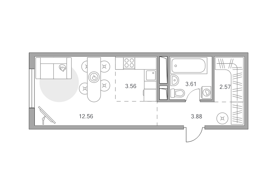 Студия 26,2 м²
