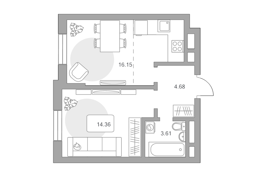 2 ккв (Евро) 38,8 м²