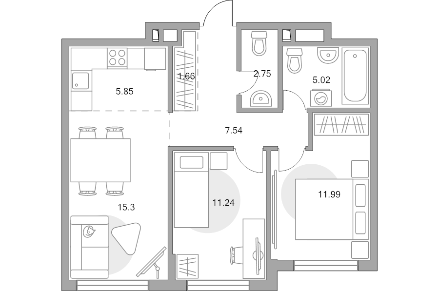 3 ккв (Евро) 61,4 м²
