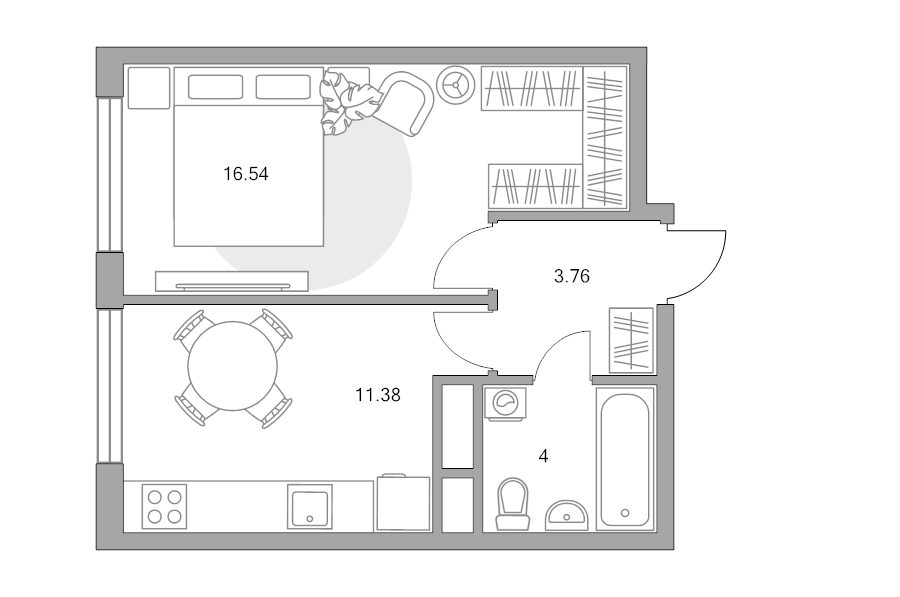 1 ккв 35,7 м²