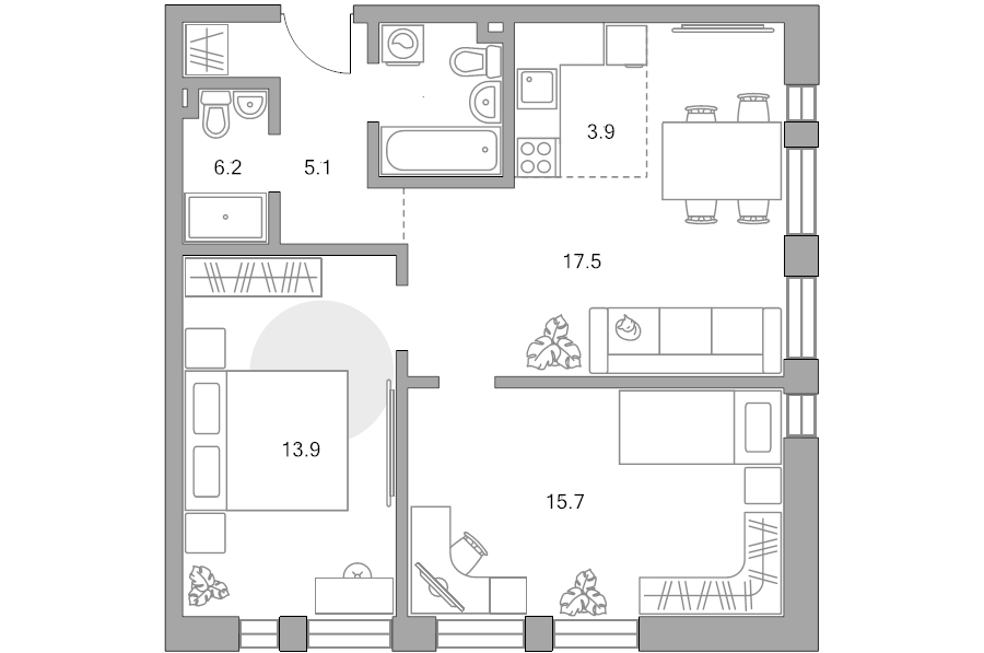 3 ккв (Евро) 62,3 м²