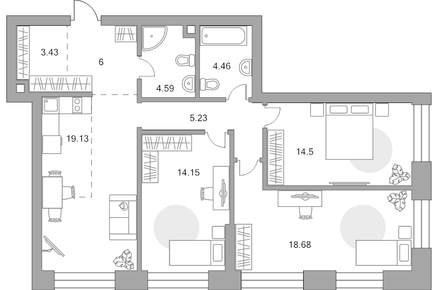 4 ккв (Евро) 90,2 м²