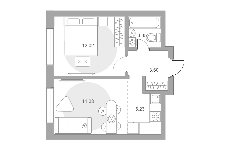 2 ккв (Евро) 35,5 м²