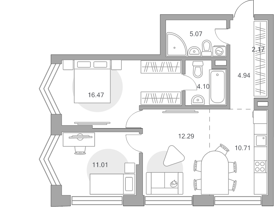 3 ккв (Евро) 66,8 м²