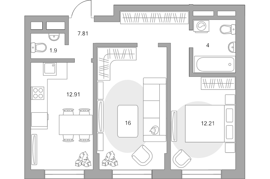 2 ккв 54,8 м²