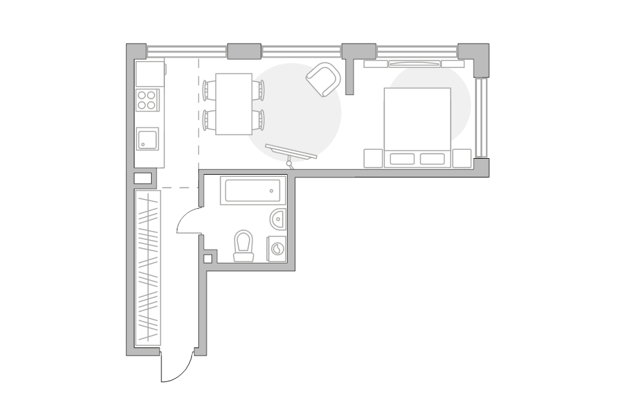Студия 43,8 м²