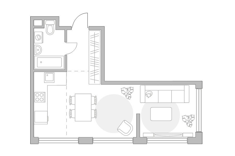 Студия 41,9 м²