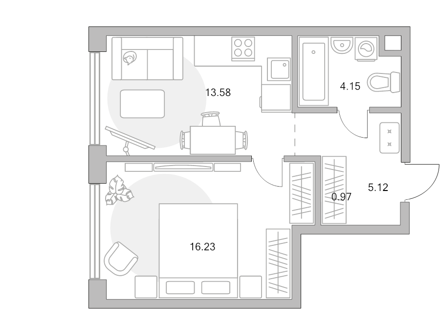 1 ккв 40,1 м²