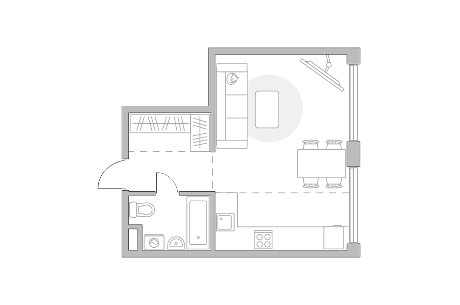 Студия 36,2 м²
