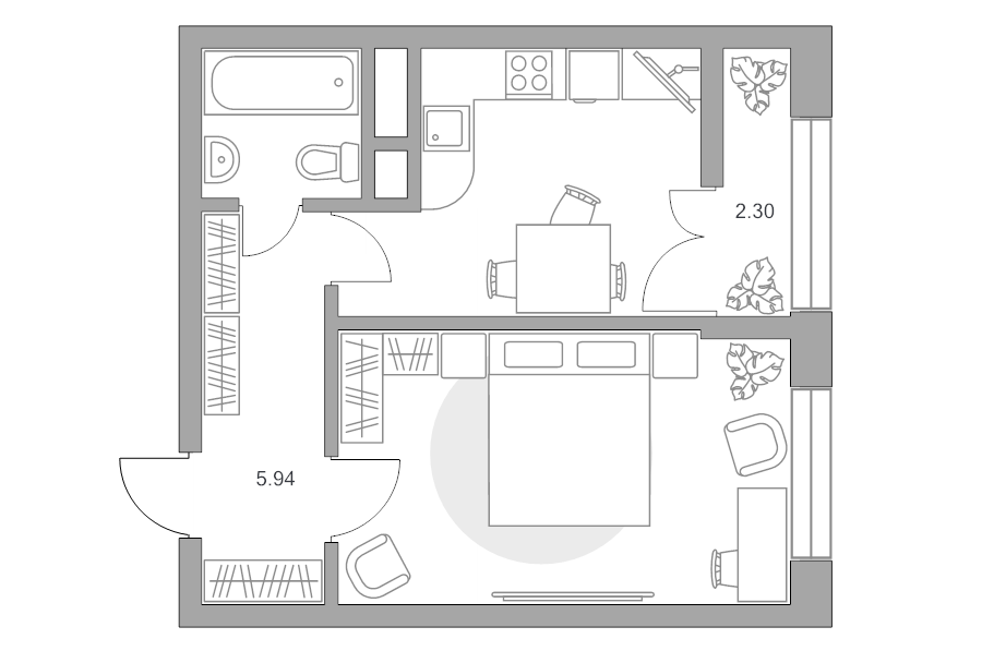 1 ккв 36,6 м²