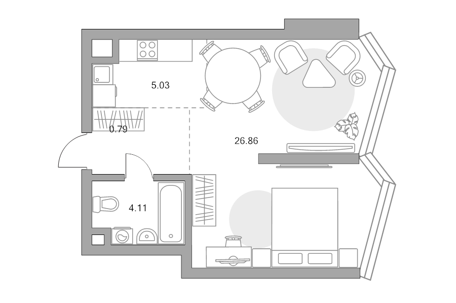 Студия 40,4 м²