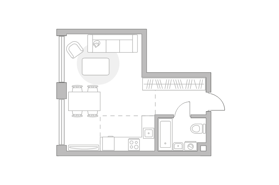Студия 35 м²