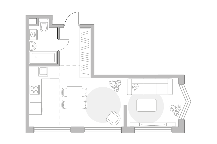Студия 42,5 м²