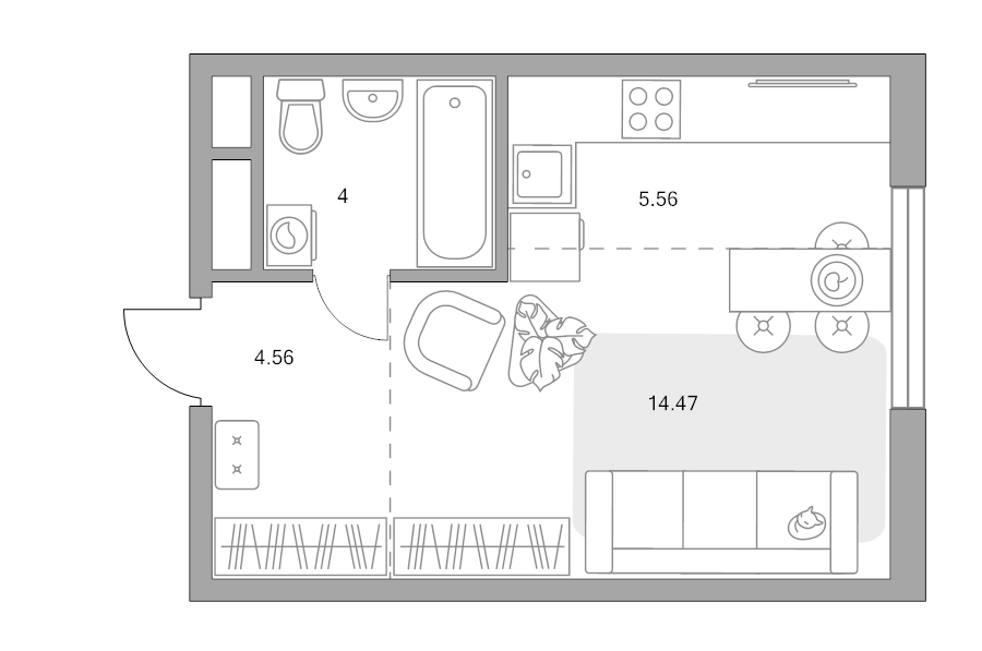 Студия 28,6 м²