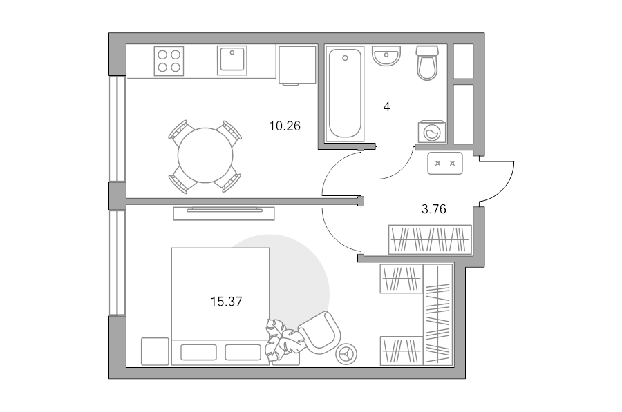 1 ккв 33,4 м²