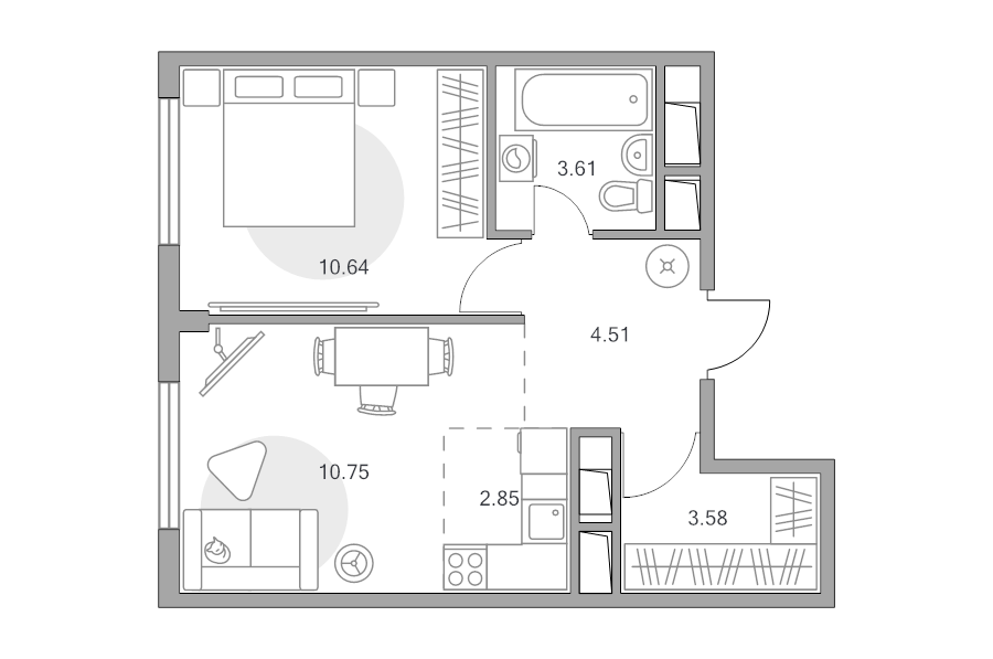 1 ккв 35,9 м²