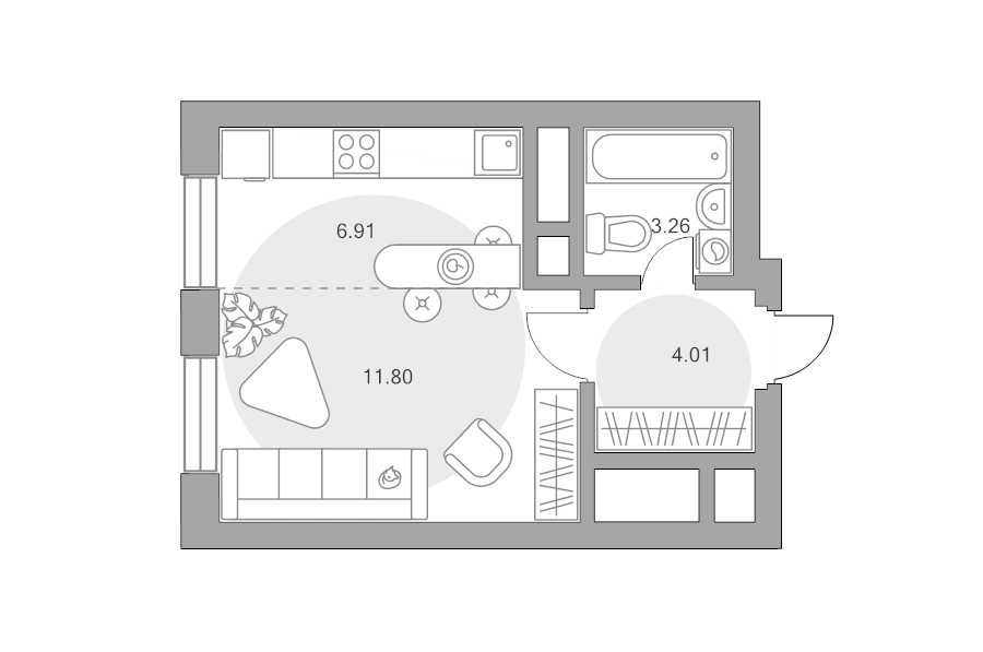 Студия 26 м²