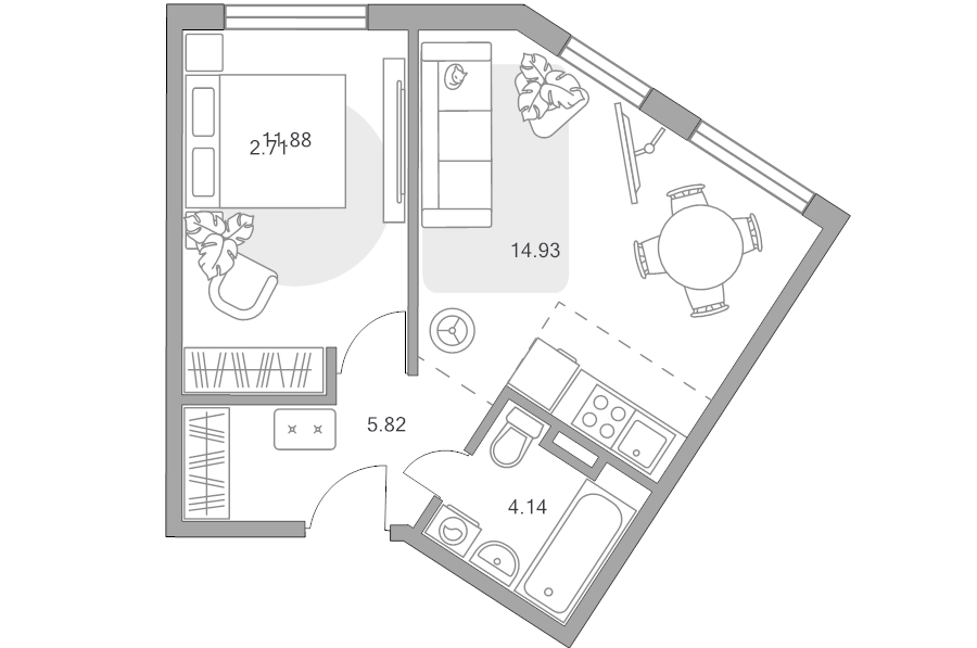 2 ккв (Евро) 39,5 м²