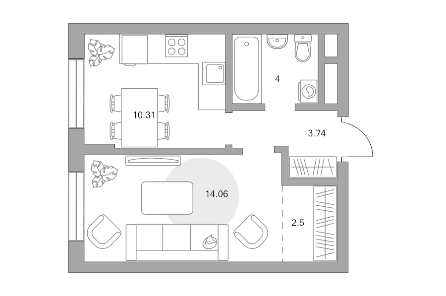 1 ккв 34,6 м²