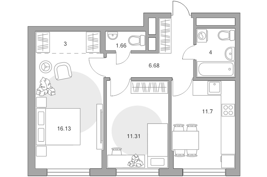 2 ккв 54,5 м²