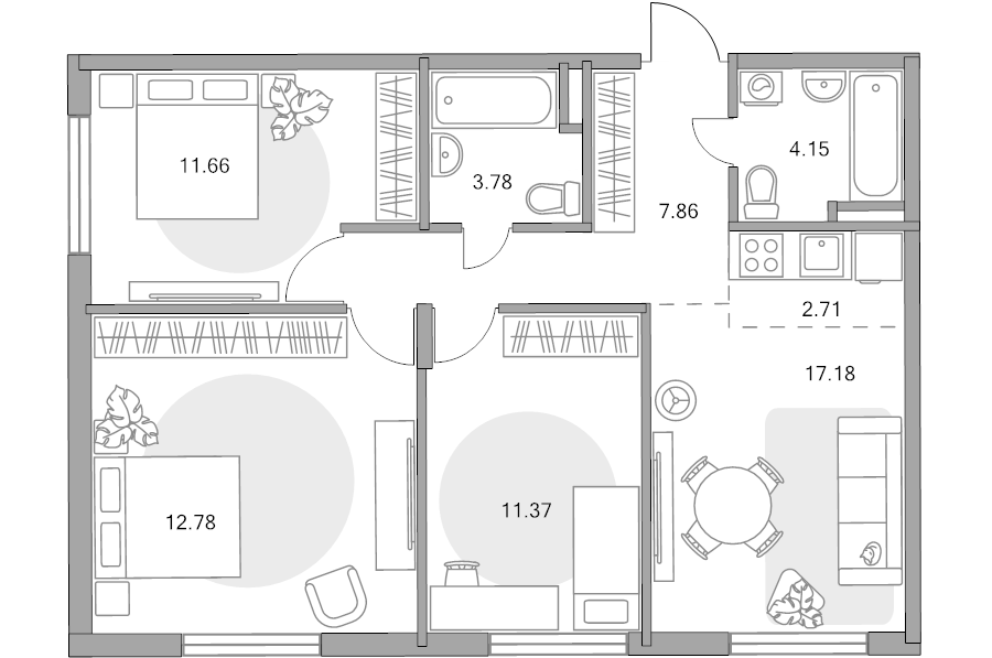 4 ккв (Евро) 71,5 м²