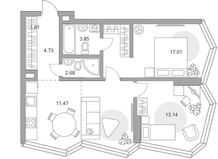 3 ккв (Евро) 65,6 м²