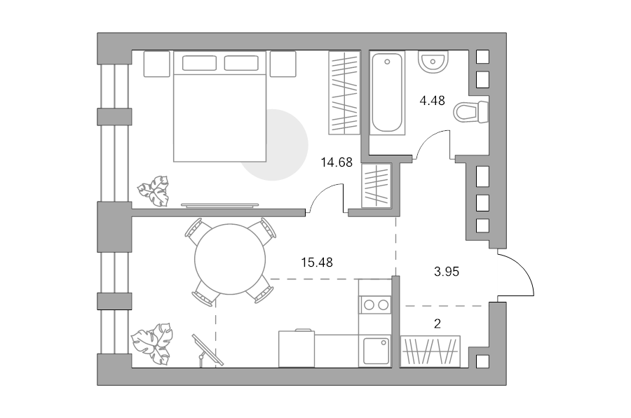 2 ккв (Евро) 40,6 м²