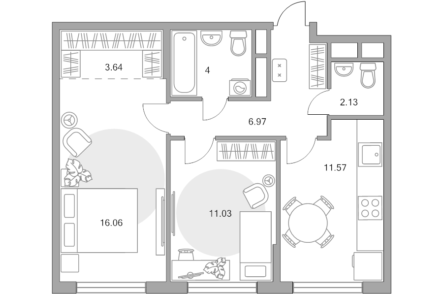 2 ккв 55,4 м²