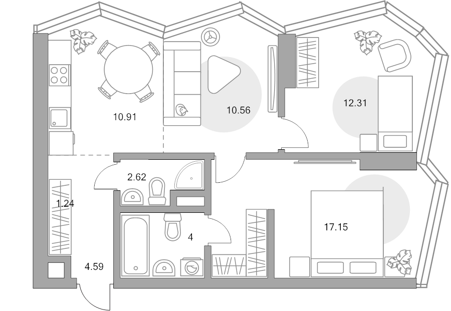 3 ккв (Евро) 63,4 м²