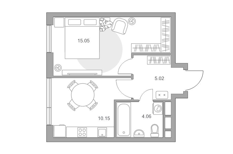 1 ккв 34,3 м²