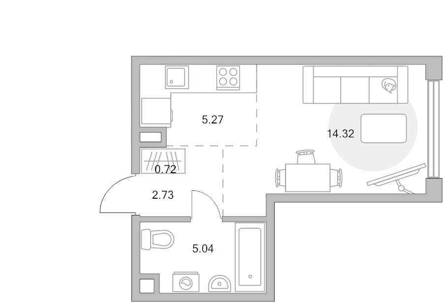 Студия 28,1 м²