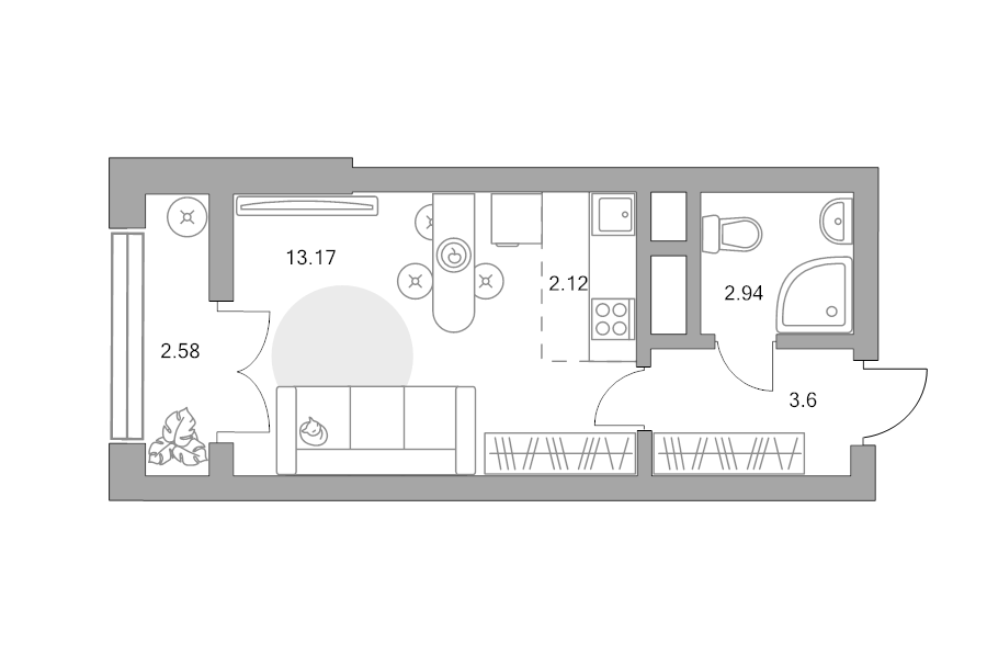 Студия 24,4 м²