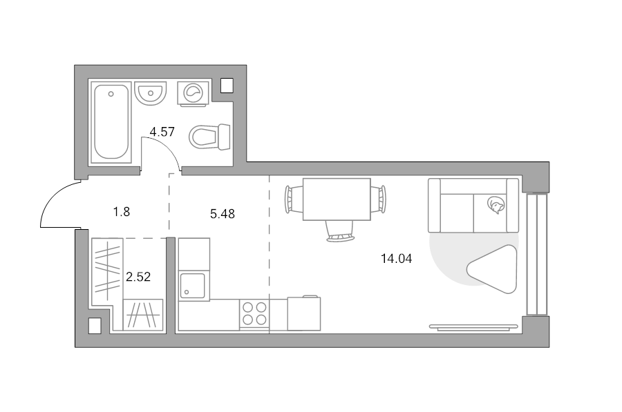 Студия 28,4 м²
