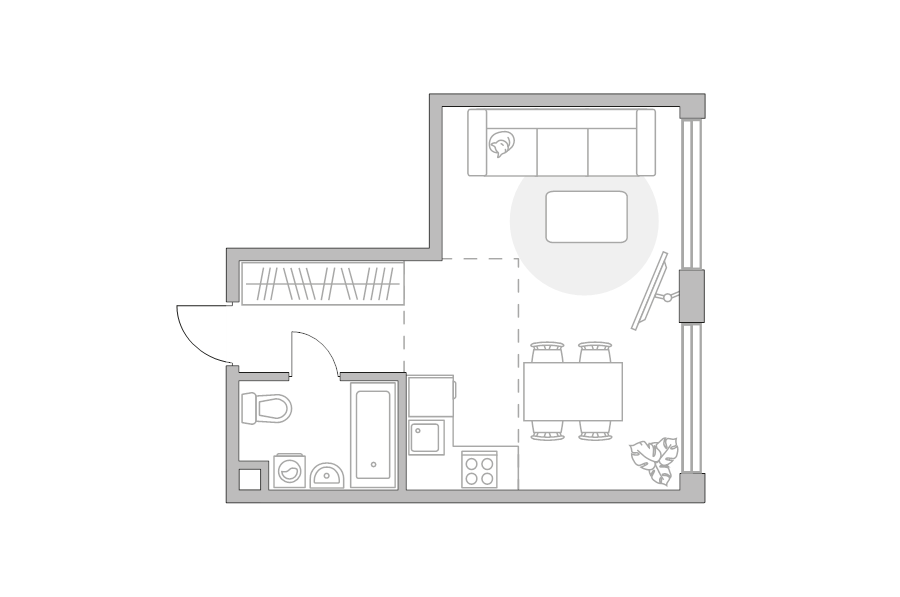 Студия 33,5 м²