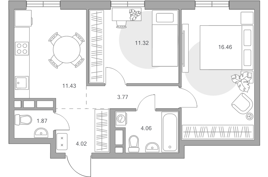 2 ккв 52,9 м²
