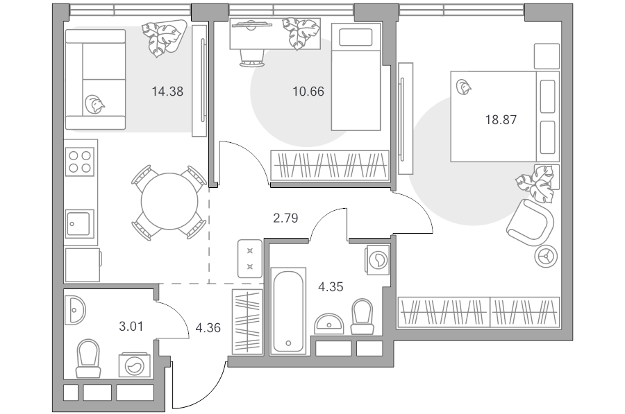 2 ккв 58,4 м²