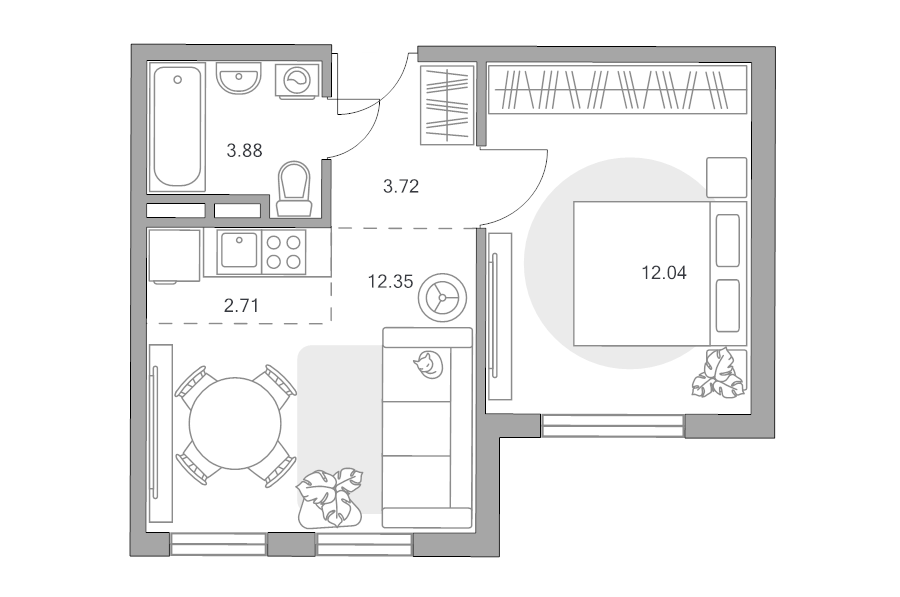 2 ккв (Евро) 34,7 м²