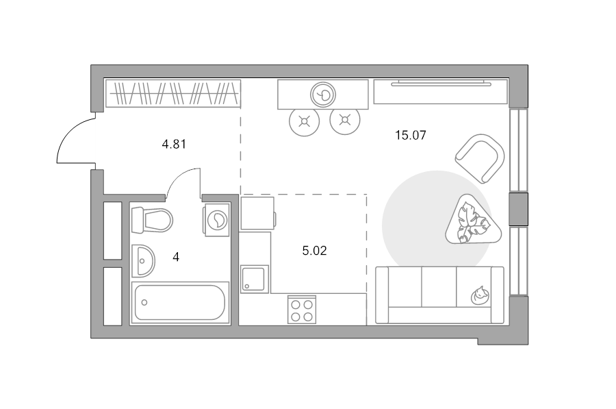Студия 28,9 м²