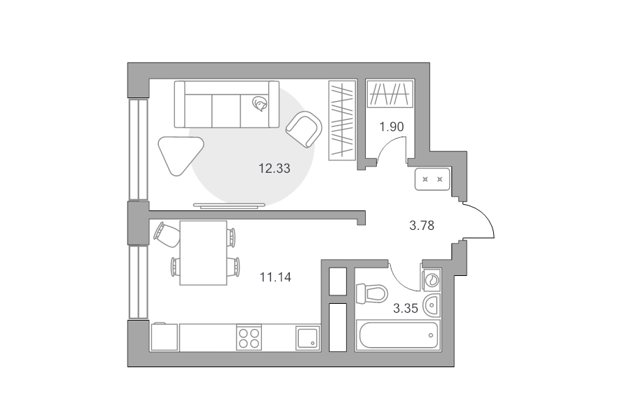 1 ккв 32,5 м²