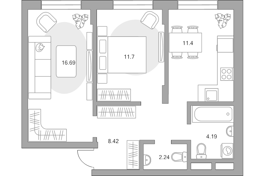 2 ккв 54,6 м²