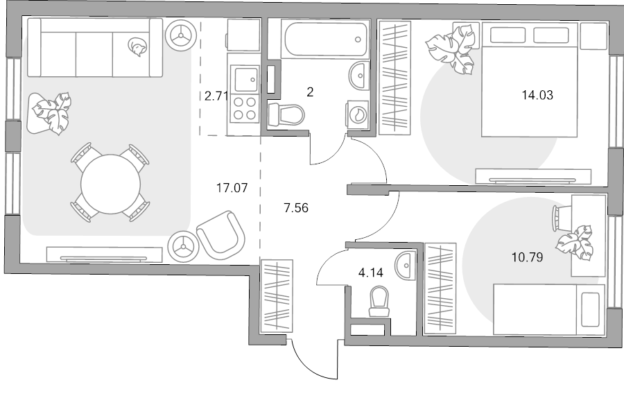 3 ккв (Евро) 58,3 м²