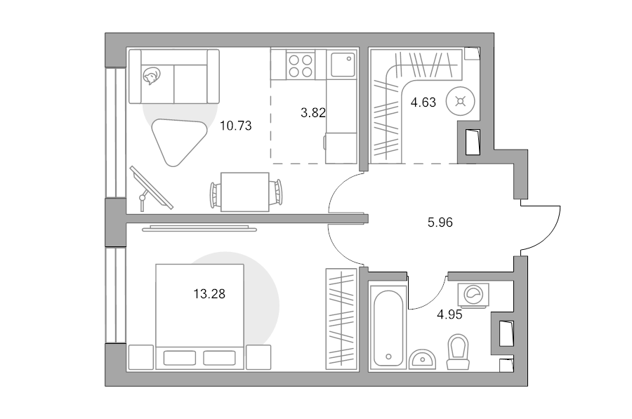 1 ккв 43,4 м²