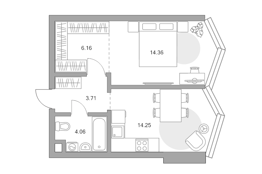 1 ккв 43,3 м²
